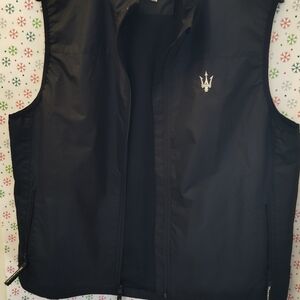 Men's Black Vest with Trident Emblem
